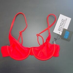 NWT PrettyLittleThing Red Underwired High Apex Bikini Top size 2